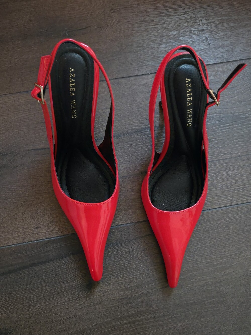 Azalea Wang Patent Red Pointed-Toe Slingback Heels - Picture 9 of 9